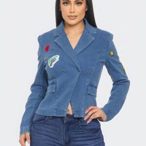 Patch It Up Denim Blazer Jacket